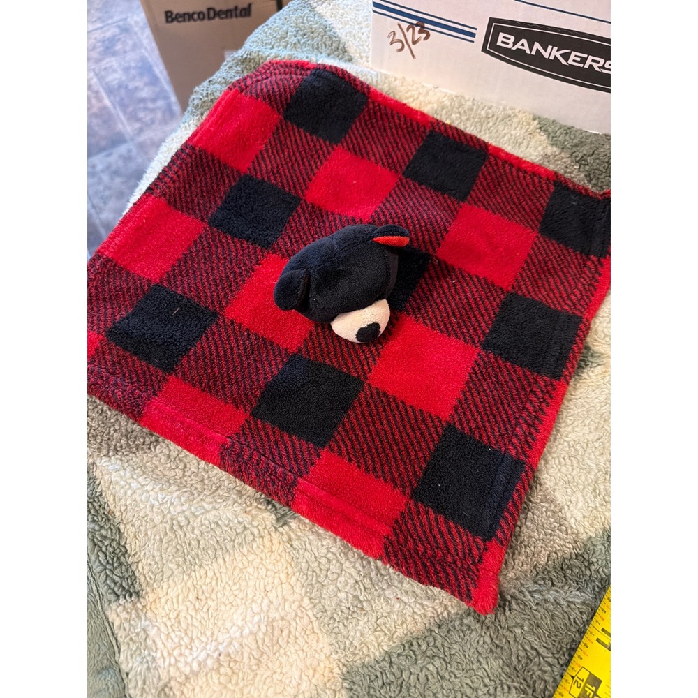 Wishpets Woodsy Baby Blankie Black Bear Buffalo Plaid Red Black Lovey 42291 2019